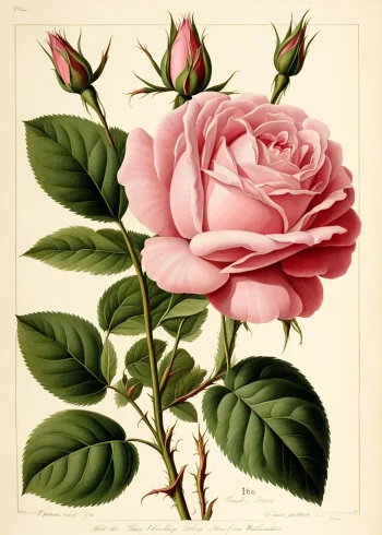 Puzzle en bois représentant une rose ancienne, élégante et romantique, avec des pétales délicats et un feuillage texturé.